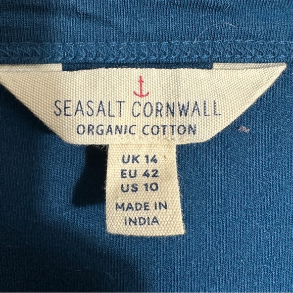 Seasalt Cornwall size 10 US Tall Waves tunic, teal w/leaf pattern, fall, autumn - Picture 3 of 12